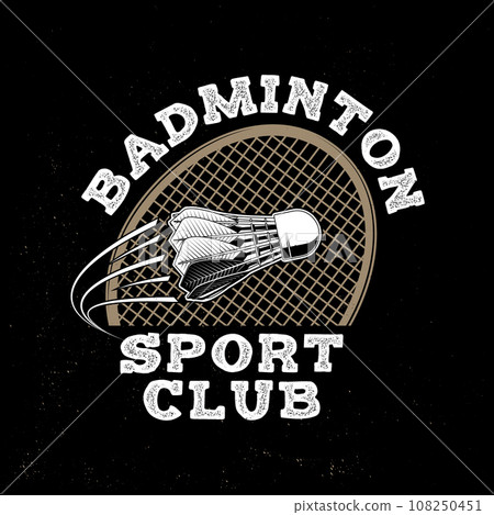 Badminton sport badge, patch, emblem, logo. Vector illustration. Vintage badminton label with racket and shuttlecock silhouettes. Concept for shirt or logo, print, stamp or tee. Badminton sport badge, patch, emblem, logo. Vector illustration. Vintage badminton label with racket and shuttlecock silhouettes. Concept for shirt or logo, print, stamp or tee. 108250451