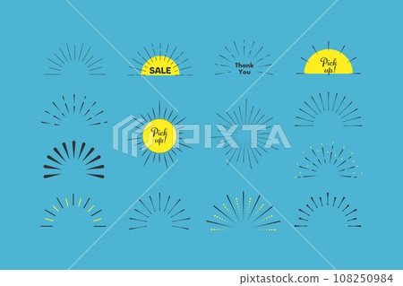 Frame sun ray pop decoration line decoration illustration vector set 108250984