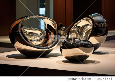 Mirror-Polished Surface on Sculpture - Reflective Artistry 108251351