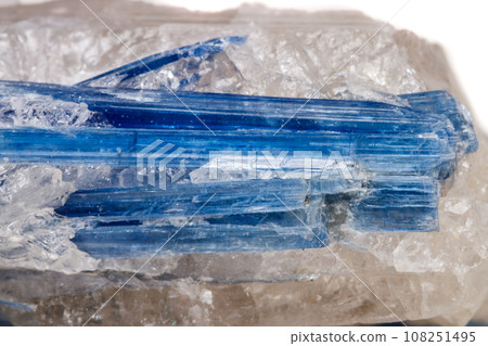 Macro mineral stone Kyanite a white background 108251495