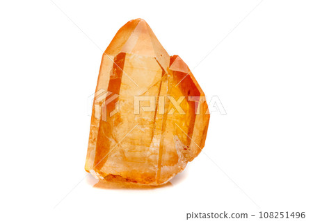 Macro mineral stone Lemurian Crystal a white background Macro mineral stone Lemurian Crystal a white background 108251496