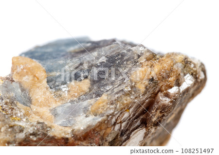 Macro mineral stone Corundum in rock a white background 108251497