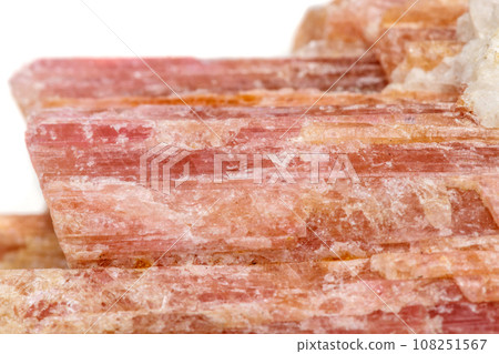 Macro mineral stone Tourmaline in the breed a white background 108251567