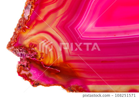 Macro mineral stone Pink Agate breed a white background Macro mineral stone Pink Agate breed a white background 108251571