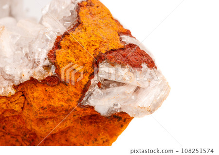 Macro mineral stone crystals Hemimorphite rock on a white background Macro mineral stone crystals Hemimorphite rock on a white background 108251574