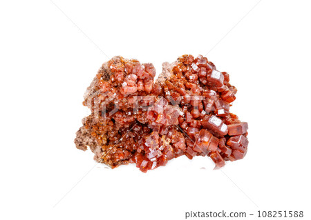 Macro mineral stone Vanadinite on a white background Macro mineral stone Vanadinite on a white background 108251588