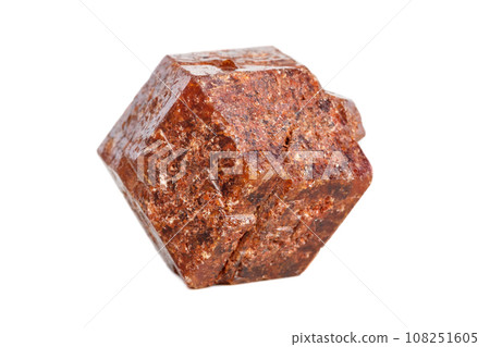 Macro mineral stone Garnet on a white background 108251605