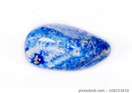 Macro mineral stone blue lapis lazuli (afghanistan) on white background Macro mineral stone blue lapis lazuli (afghanistan) on white background 108251610