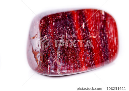 Macro mineral stone jasper "zebra iron" on a white background 108251611