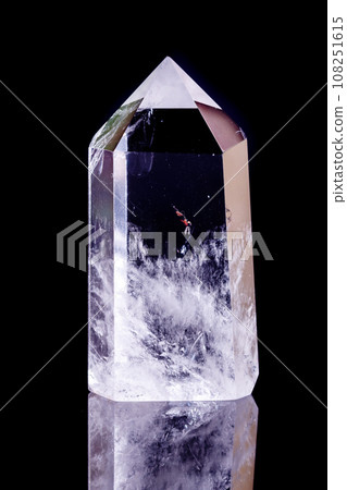 Macro mineral stone Crystal rock crystal on a black background Macro mineral stone Crystal rock crystal on a black background 108251615