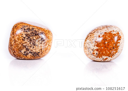 Macro mineral rock jasper landscape sandy on white background Macro mineral rock jasper landscape sandy on white background 108251617