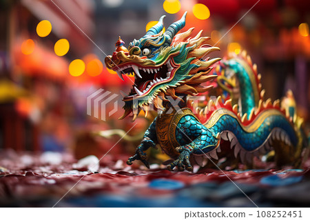 Blue Chinese Dragon symbol of 2024. Chinese New Year Blue Chinese Dragon symbol of 2024. Chinese New Year 108252451
