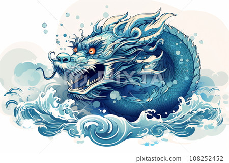 Blue Chinese Dragon symbol of 2024. Chinese New Year 108252452