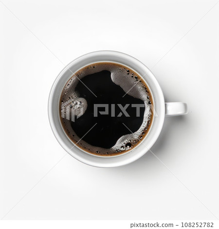 Hot cup of coffee with saucer on a white background, inviting aroma and creamy foam. Perfect for a morning wake-up call. AI Generative 108252782