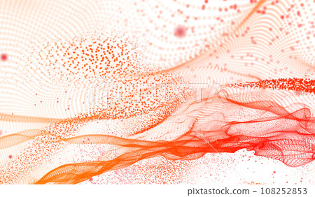 3D abstract digital technology orange light particles wave 3D abstract digital technology orange light particles wave 108252853