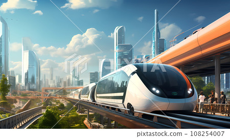 Futuristic City Advanced Transportation Realistic Illustration Futuristic City Advanced Transportation Realistic Illustration 108254007
