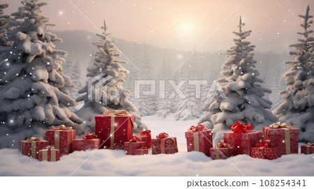 Christmas background with fur trees 108254341