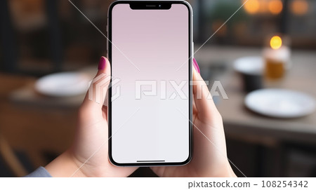Woman hand holding smartphone 108254342