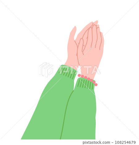 Cartoon Color Female Clapping Human Hands Icon Celebration and Success Concept Flat Design Style. Vector illustration of Girl Applause Cartoon Color Female Clapping Human Hands Icon Celebration and Success Concept Flat Design Style. Vector illustration of Girl Applause 108254679