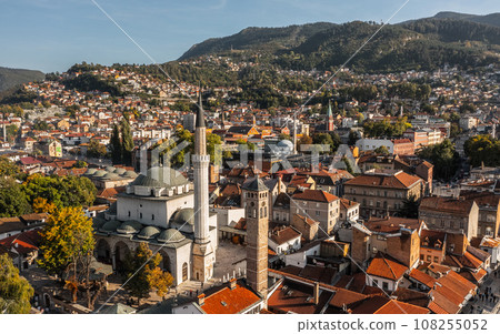 Aerial view of Sarajevo old town on a sunny day Aerial view of Sarajevo old town on a sunny day 108255052