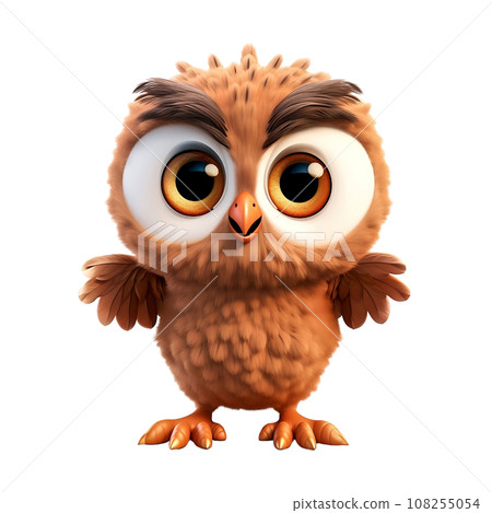 Cartoon animal, cute baby smiling owlet Cartoon animal, cute baby smiling owlet 108255054
