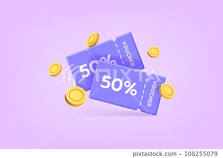 3D coupons. Discount voucher and money. Sale tickets. Gift code or shop bonus. Flying coins. Special offer free percent. Render purchase certificates. Shopping benefit. Store promotion. Vector concept 3D coupons. Discount voucher and money. Sale tickets. Gift code or shop bonus. Flying coins. Special offer free percent. Render purchase certificates. Shopping benefit. Store promotion. Vector concept 108255079