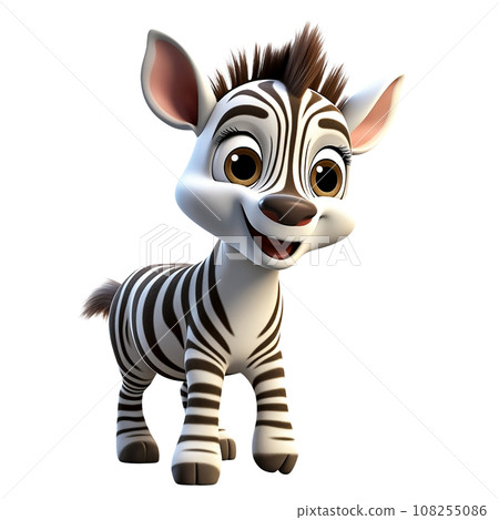 Cartoon animal, cute baby zebra foal Cartoon animal, cute baby zebra foal 108255086