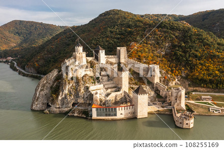 Aerial view of Golubac Fortress in Serbia Aerial view of Golubac Fortress in Serbia 108255169