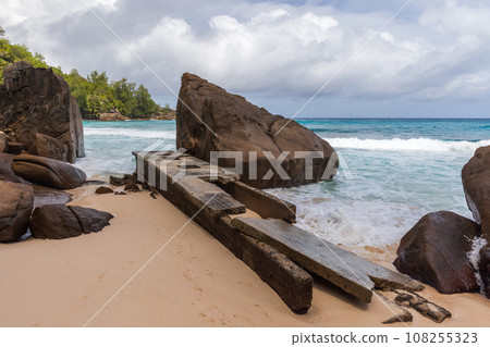 Coast of Anse Intendance Beach. Mahe island, Seychelles Coast of Anse Intendance Beach. Mahe island, Seychelles 108255323