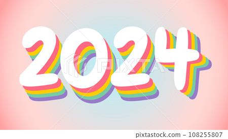 New year postcard 2024 in retro style 108255807