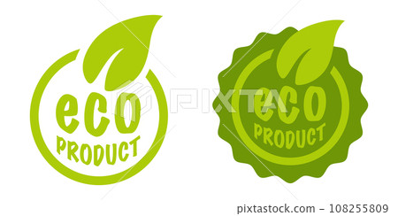 Vector set icons for eco products. Vector stamps of ECO product. 108255809