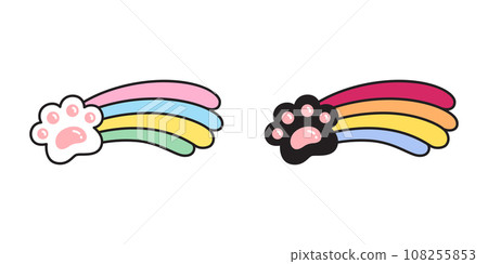 dog paw vector cat footprint icon rainbow calico kitten puppy pet cartoon character logo symbol illustration doodle design isolated 108255853