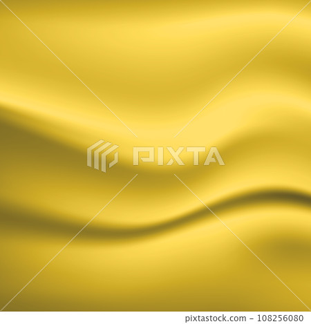 Silk yellow background. Abstract vector pattern with copy space. Liquid wave texture, smooth drapery wallpaper. Wedding fabric, satin. Wavy design for banner, card, postcard, backdrop 108256080