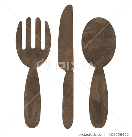 Simple design cutlery set (fork, knife, and spoon) 108256432