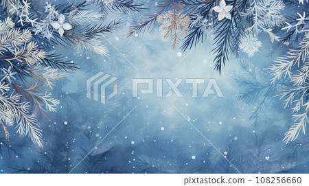 New Year winter background blue with snowflakes.Generative ai 108256660