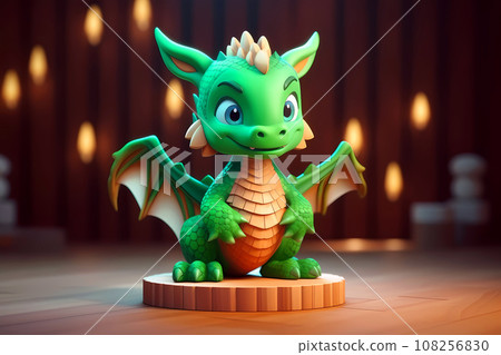 Cute wooden green dragon baby. Symbol of the 2024 New Year 108256830