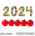Red christmas ball and 2024 number 108256949