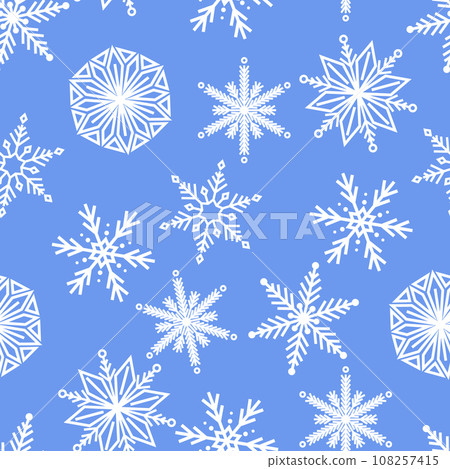 Winter Seamless Wonderland Pattern Adorned With Delicate Snowflakes. Elegant And Enchanting, It Captures The Magic 108257415