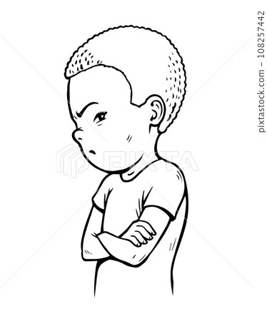 Offended little boy in a stubborn pose Offended little boy in a stubborn pose 108257442