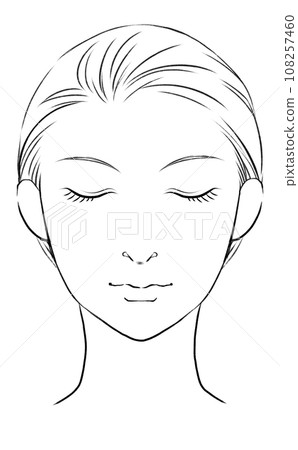 Face of a woman with both eyes closed Facial beauty chart 108257460