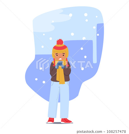 Little Boy Character Shivered As An Icy Breeze Brushed Against His Skin, His Teeth Chattering, And His Body Huddled Little Boy Character Shivered As An Icy Breeze Brushed Against His Skin, His Teeth Chattering, And His Body Huddled 108257478
