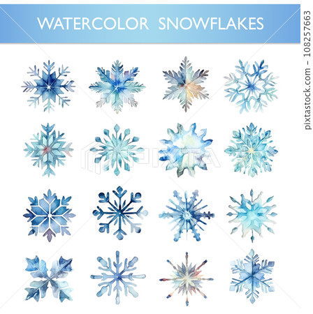 Watercolor Snowflakes.Isolated vector hand-drawn illustrations 108257663
