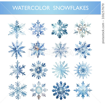 Watercolor Snowflakes.Isolated vector hand-drawn illustrations 108257670