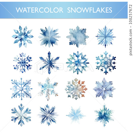 Watercolor Snowflakes.Isolated vector hand-drawn illustrations 108257672