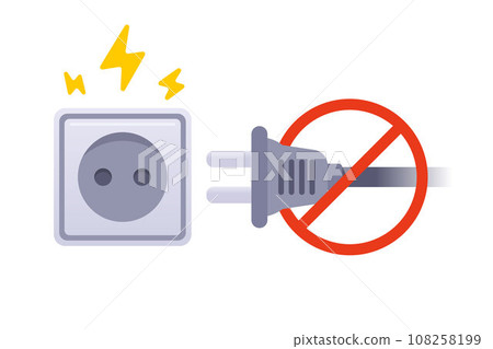 broken socket with sparks. do not plug into a socket. 108258199