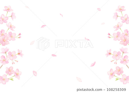 框架與舞蹈櫻花花瓣水彩插圖向量 108258309