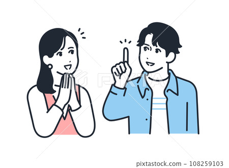 Simple vector illustration set material of young men and women who come up with a solution Simple vector illustration set material of young men and women who come up with a solution 108259103