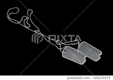 US army dog tags on black US army dog tags on black 108259374