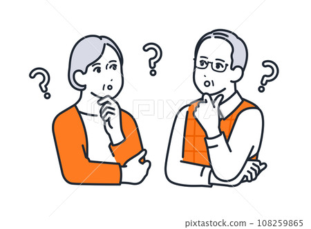 Simple vector illustration set material of a thinking senior couple Simple vector illustration set material of a thinking senior couple 108259865