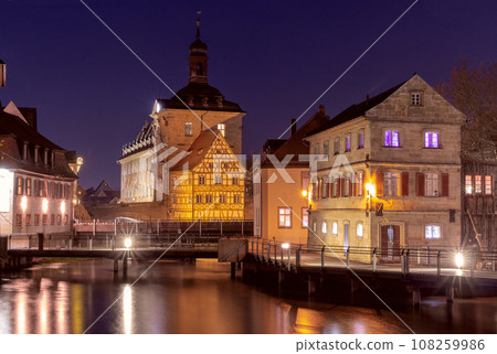 Bamberg. City embankment at sunset. 108259986